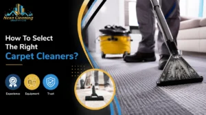Professional carpet cleaners using commercial carpet cleaning equipment to deep clean a residential carpet, highlighting experience, modern equipment and trusted cleaning services by Nexa Cleaning Group Pty Ltd.